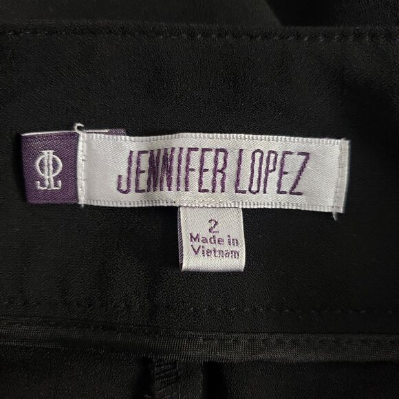 Jennifer Lopez Womens Pants Size 2 Black Cropped Dress Buckles Wide Leg Pockets - Picture 8 of 12